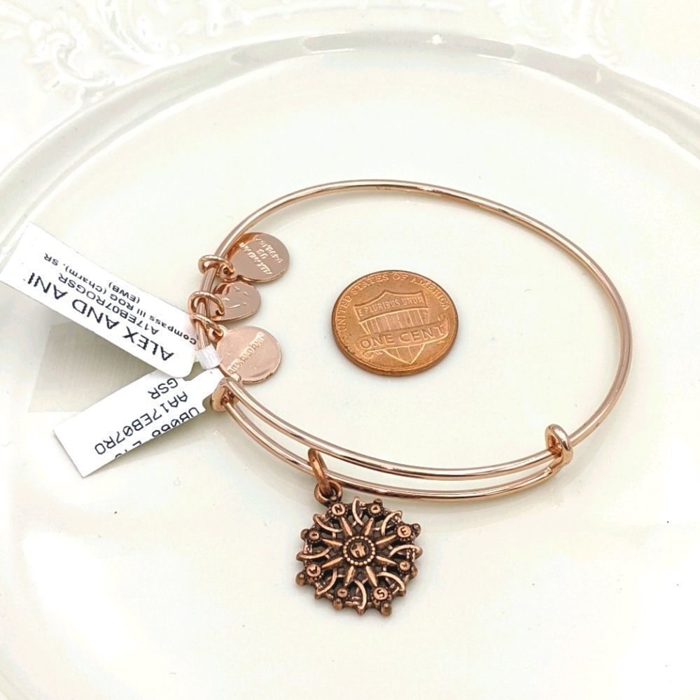 Alex and Ani Shiny Rose Gold Compass Bracelet NWT